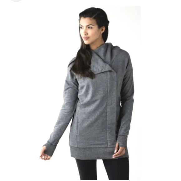 Lululemon That's a Wrap Up Gray Hoodie Jacket Zip Oversized Thumbholes Size 4‎